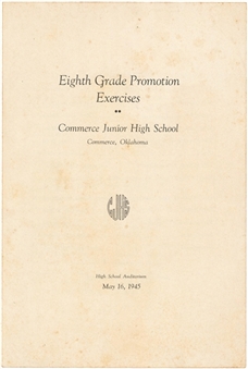 1945 Mickey Mantle 8th Grade Promotion Booklet 